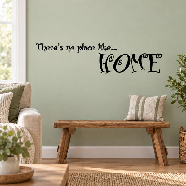 Wall decal with script text and large 'HOME' lettering