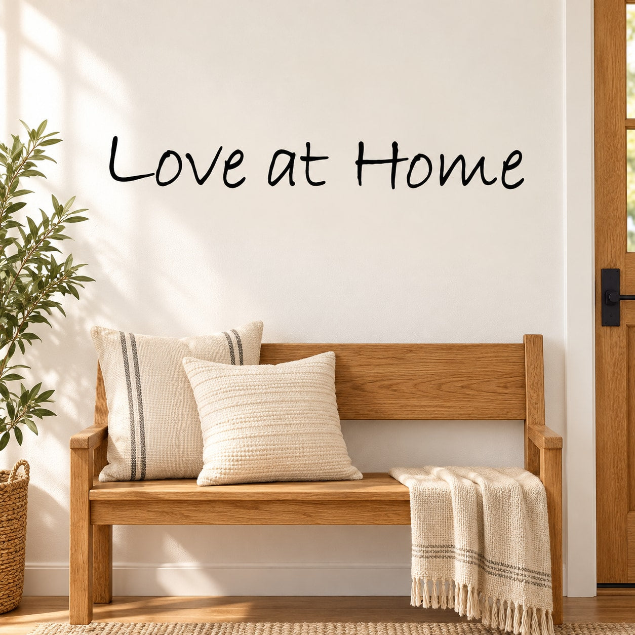 Wall decal lettering "Love at Home" in black, for home interior walls