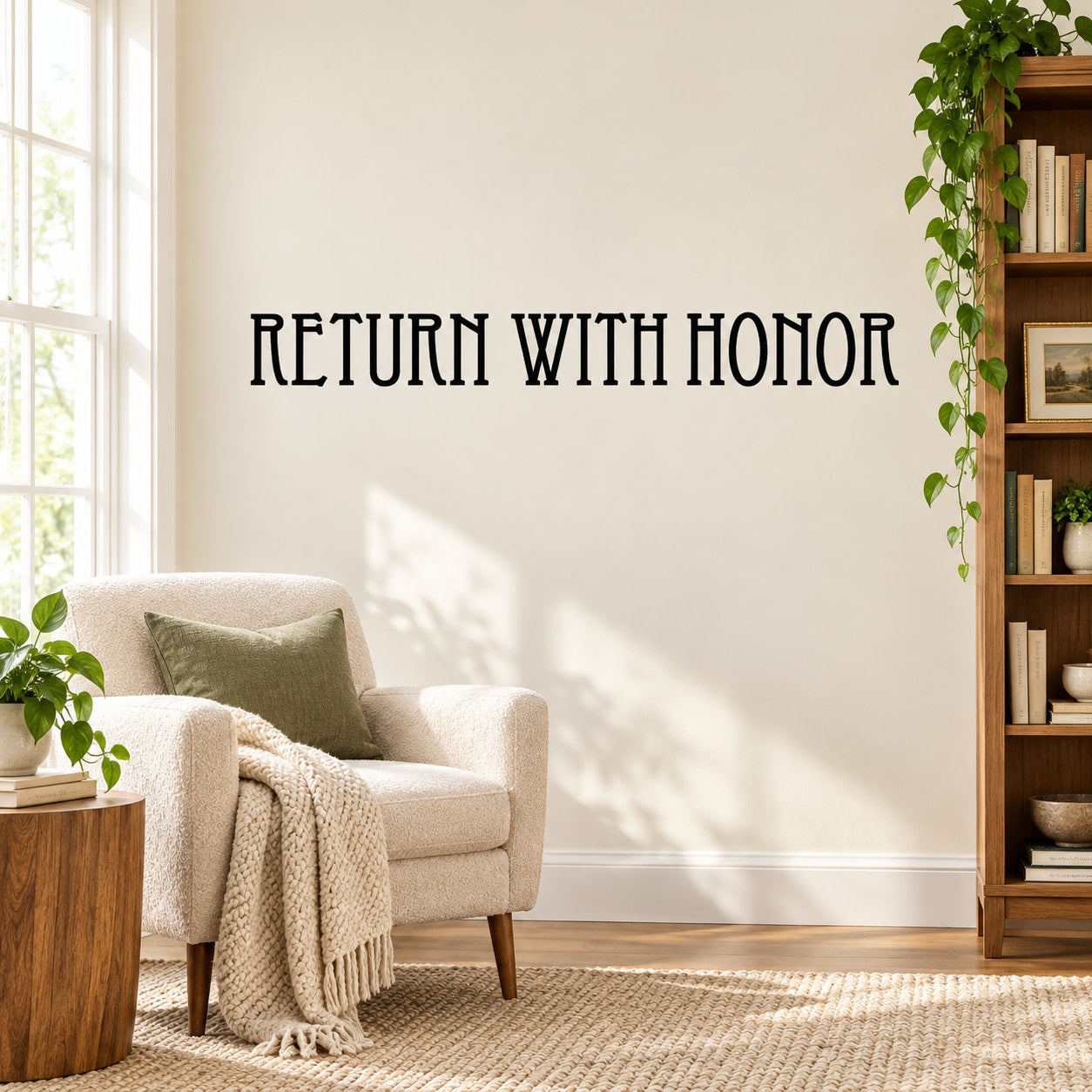 Return with honor wall vinyl decal sticker with bold black text