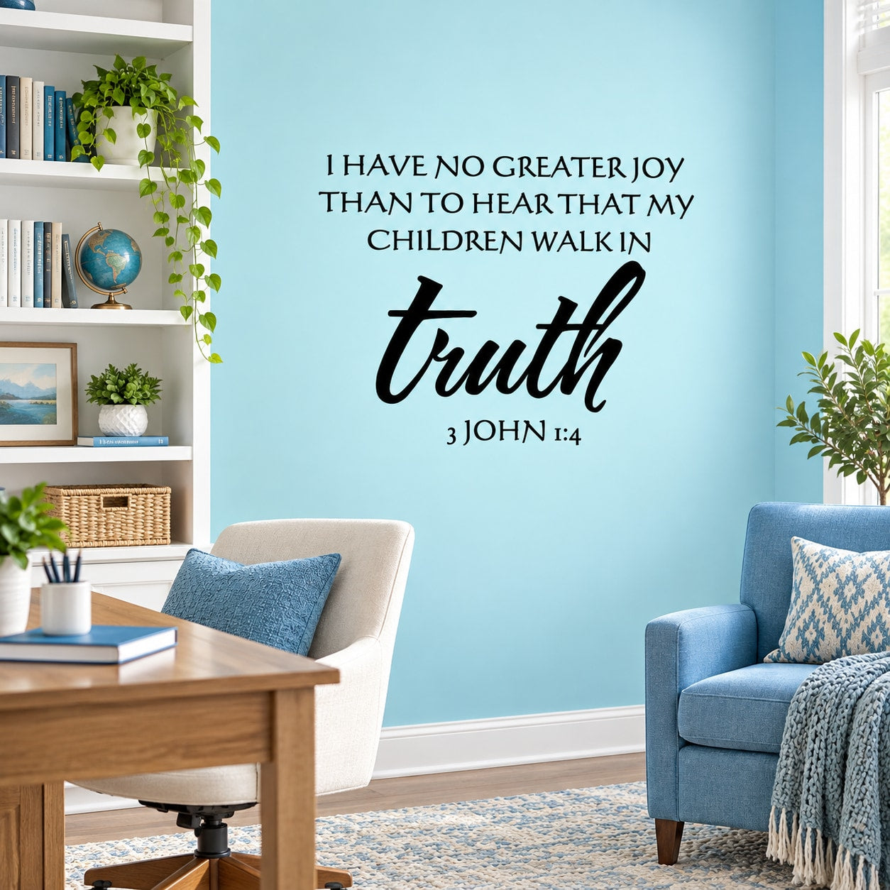 Inspirational wall decal quote: "Walk in truth" and "3 John 1:4"