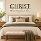 Religious wall decal with 'CHRIST' and 'the center of our home' script text