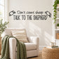 Sheep-themed wall decal with quote text 'Don’t count sheep' and shepherd wording