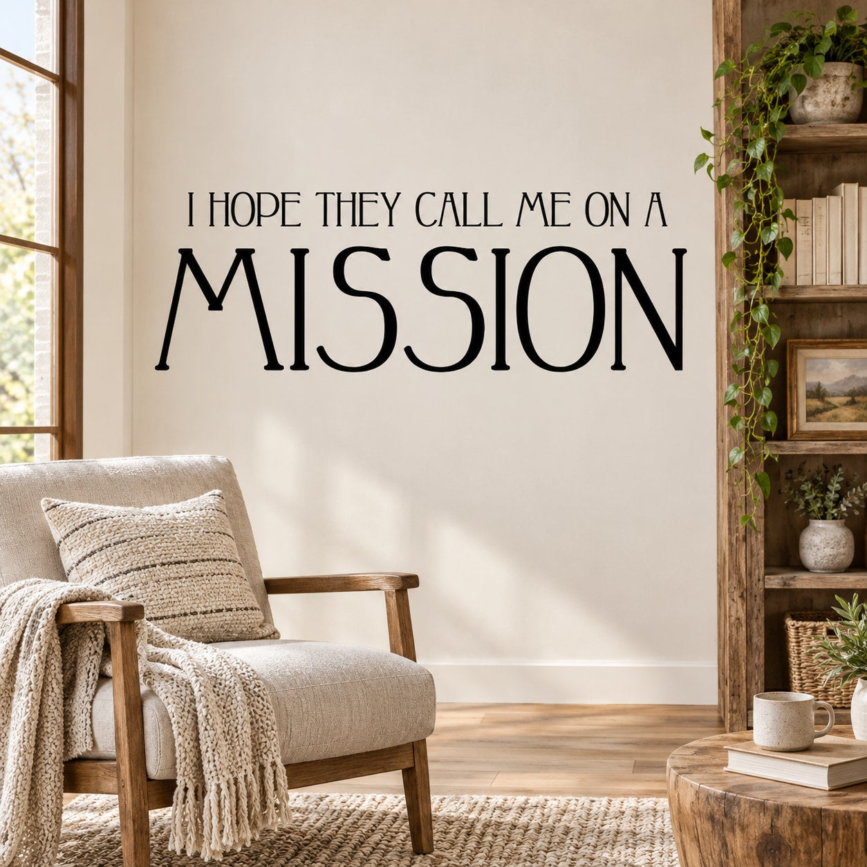 Mission wall decal with text: I hope they call me on a mission