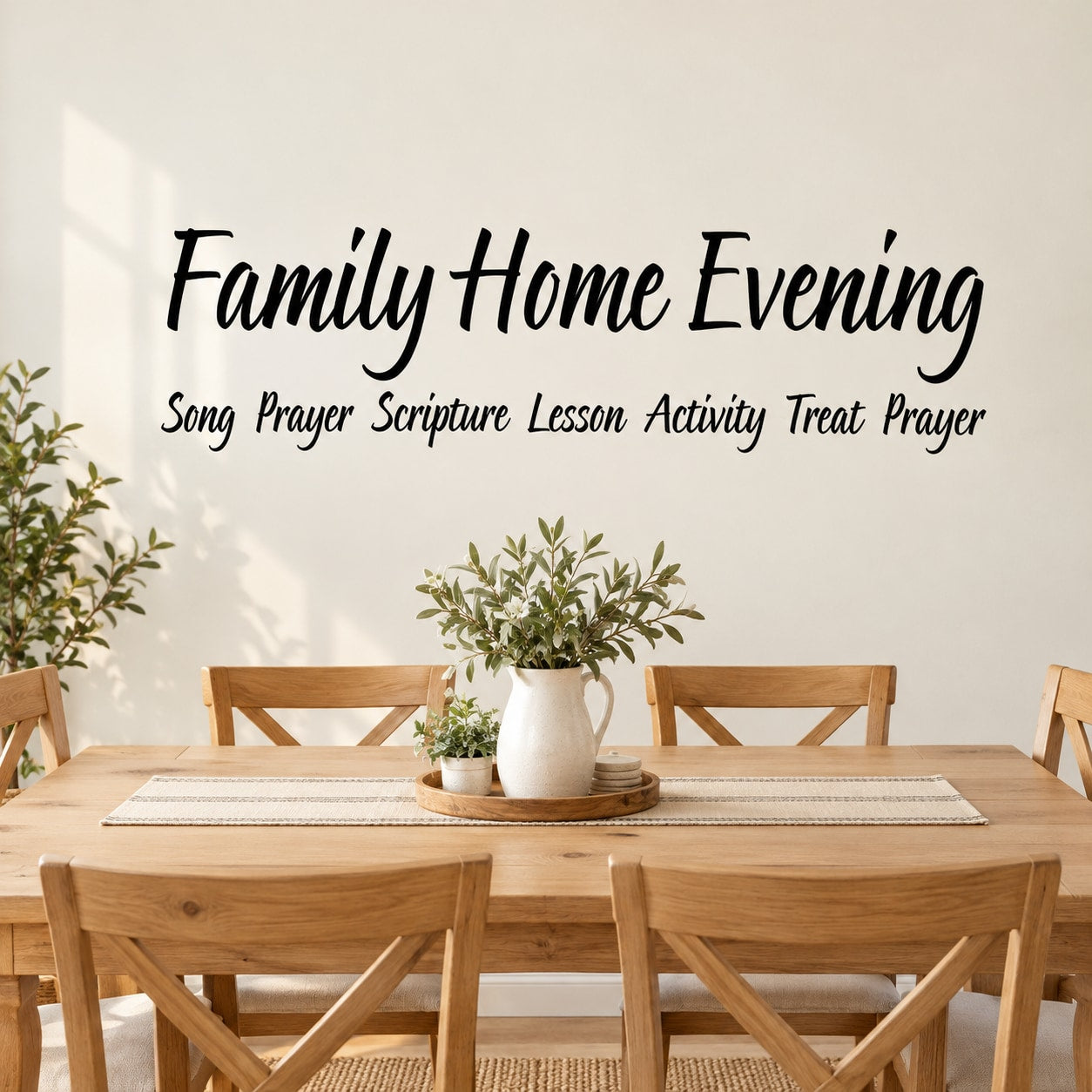 Wall decal: Family Home Evening with song prayer scripture text