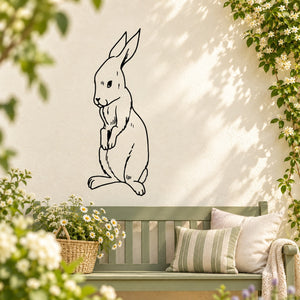 Standing rabbit decal with a black outline illustration