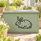 Calm rabbit wall decal, black line art of sleeping bunny on light surface
