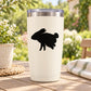 Black hopping rabbit decal on white tumbler cup