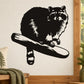 Black and white raccoon on a log wall decal