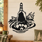 Black and white raccoon paddling in water decal