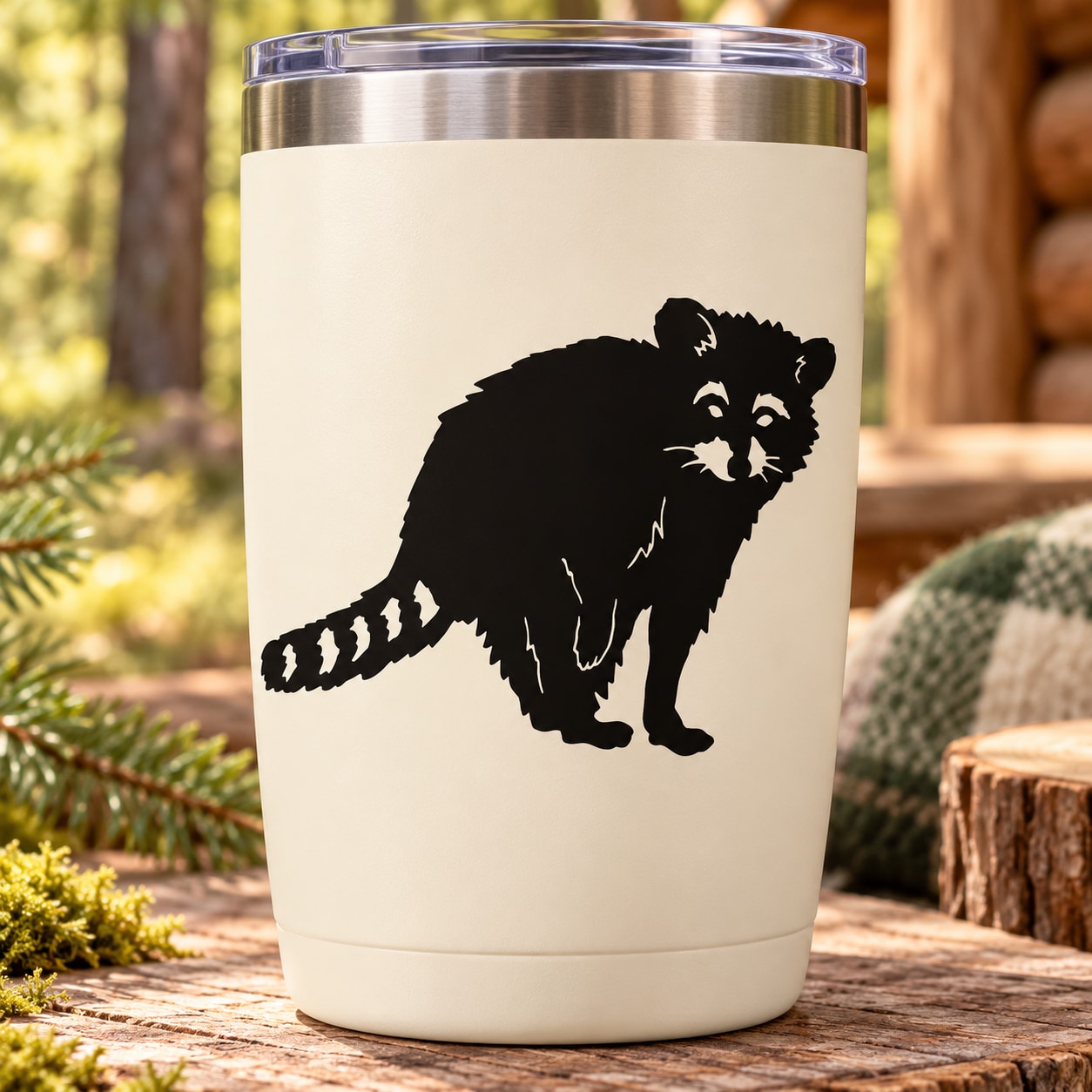 Black raccoon sitting and watching decal sticker