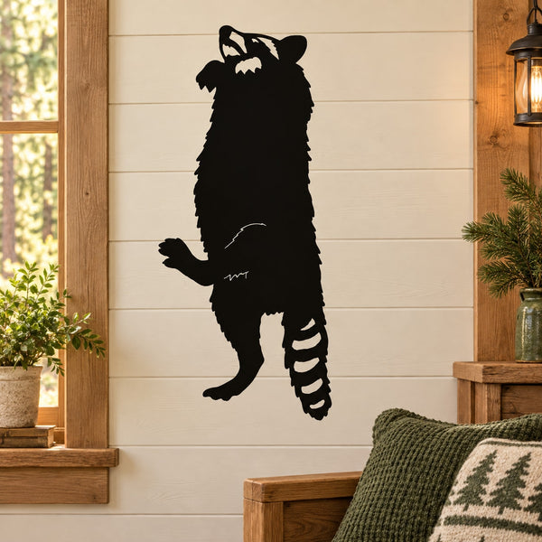 Black raccoon on hind legs decal silhouette for wall