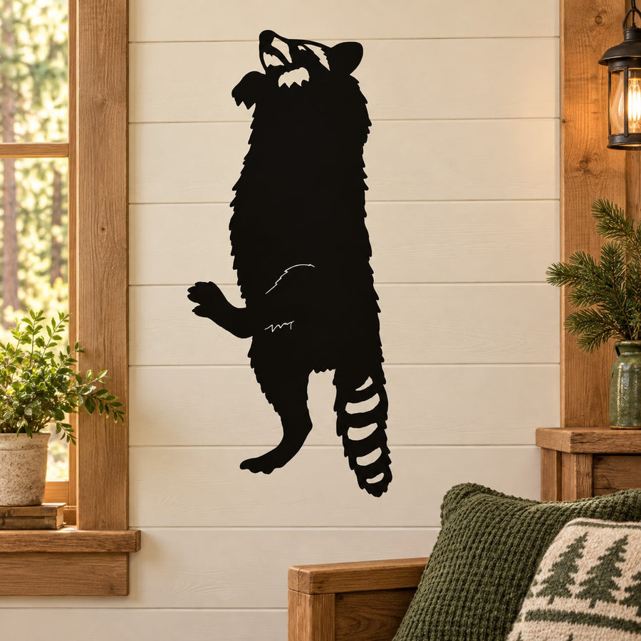 Black raccoon on hind legs decal silhouette for wall