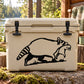 Raccoon carrying kit decal, black raccoon graphic on beige box