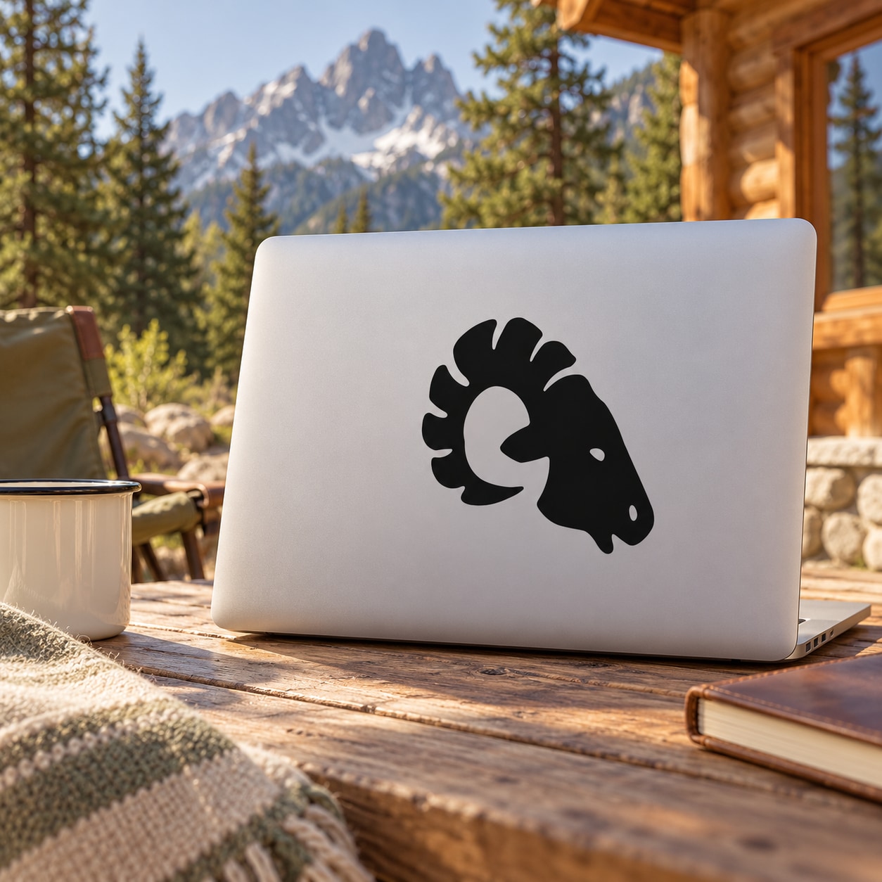Black ram head silhouette decal