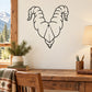 V-shaped ram horn wall decal with black outline, symmetrical horns and center mask