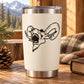 Ram yelling head decal on white tumbler, black line art