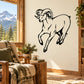 Trotting ram wall decal with bold black outline on light background