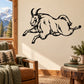 Leaping mountain goat decal, bold black outline on light background