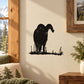 Black ram on grass wall decal, standing ram silhouette with tall grass.