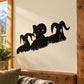 Rams herd wall decal with black silhouettes of three animals over grass