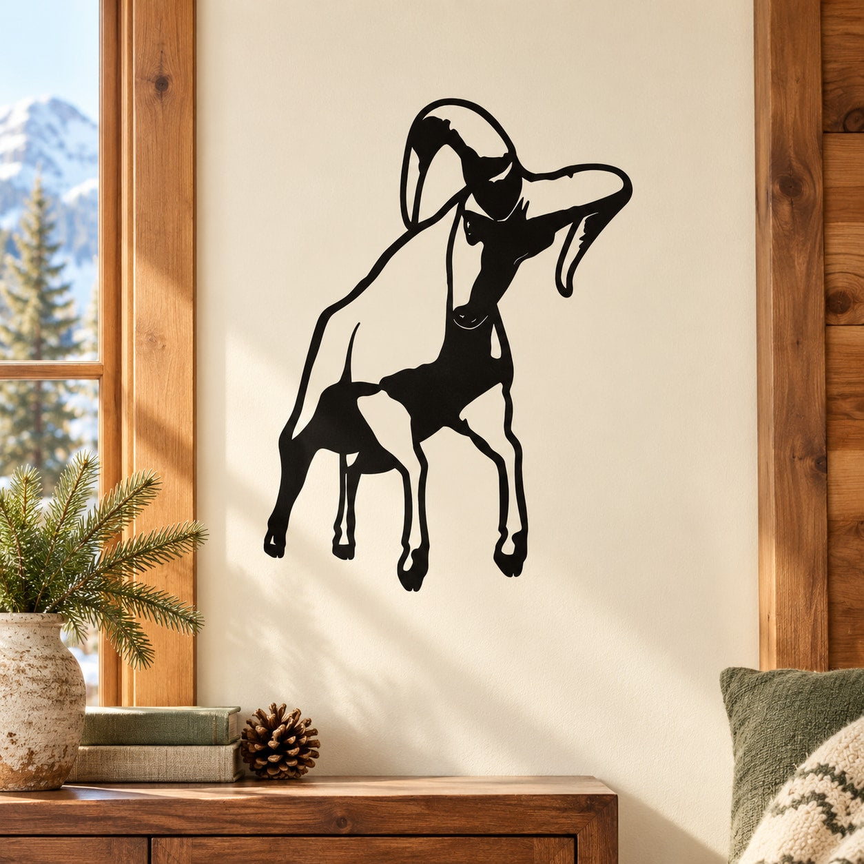 Black charging ram silhouette wall decal