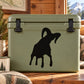 Charging ram silhouette decal on olive green cooler