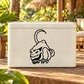 Curled critter decal sticker with black outline on white surface