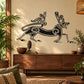 Aztec-style panther wall decal in black tribal line art