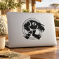 Cat skull and moon decal sticker, black and white design