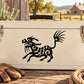Black decorative Chinese-style goat decal with flowing mane and curled tail