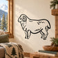 Darling ram standing decal in black outline, facing left