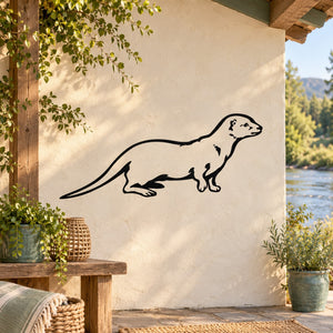 Otter watching vinyl wall decal featuring a black otter design