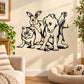 Black animal silhouette wall decal: cat, dog, rabbit, and parrot