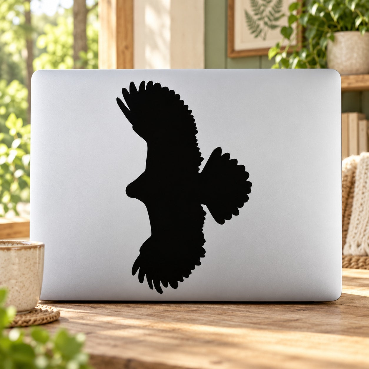 Falcon soaring decal with black silhouette