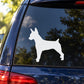 Rat terrier window decal with a white dog silhouette on car glass