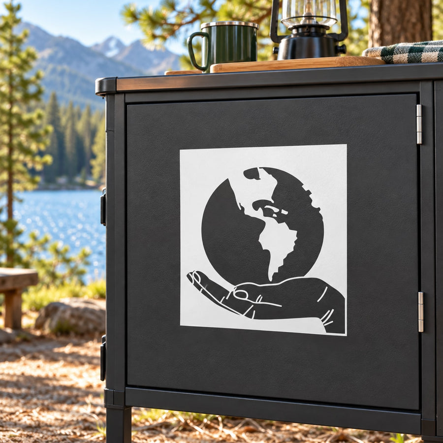 Recycling Decals — illustrative vinyl decal application mockup. Surrounding objects are not included.