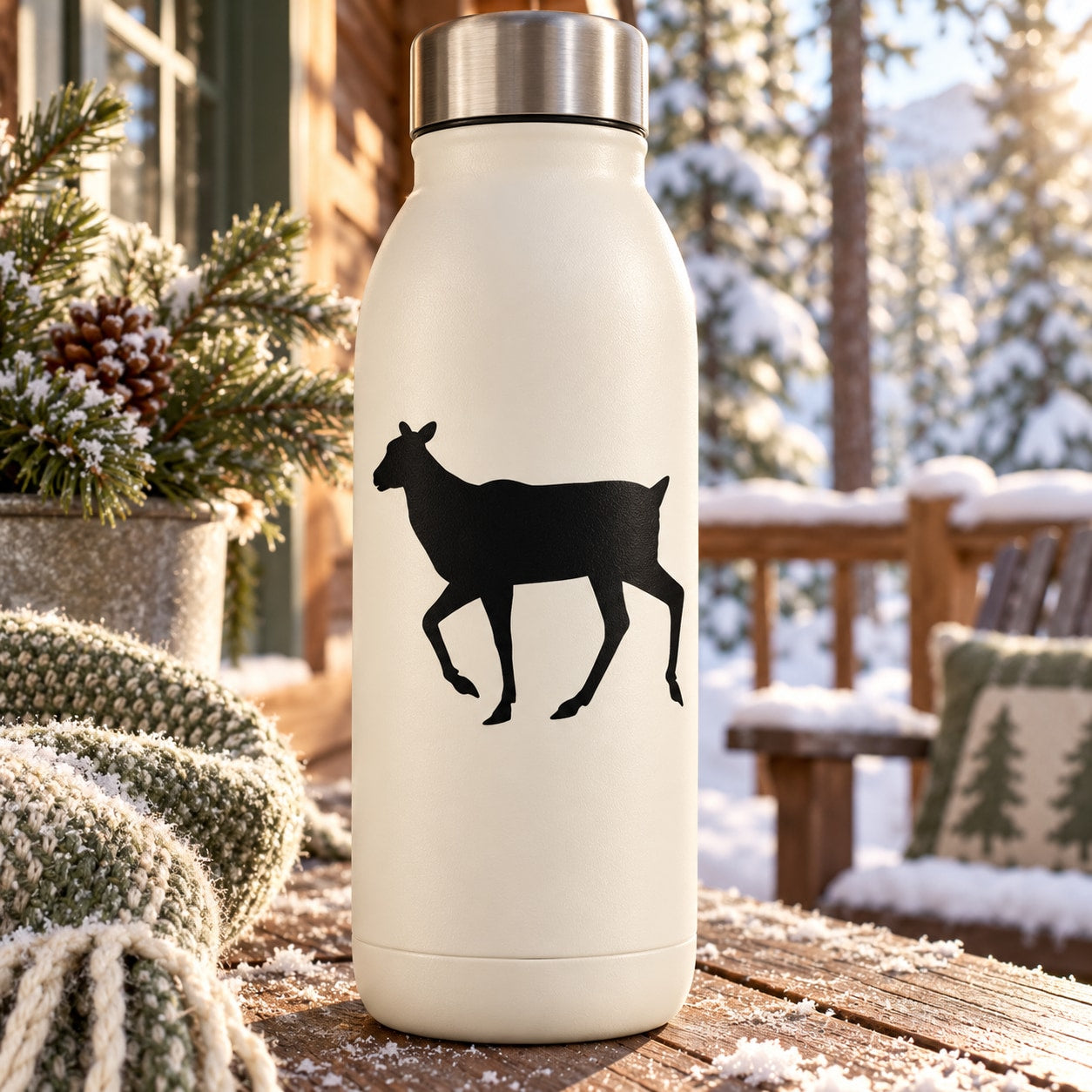 Black female reindeer silhouette decal sticker
