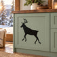 Walking reindeer silhouette decal, black on light surface