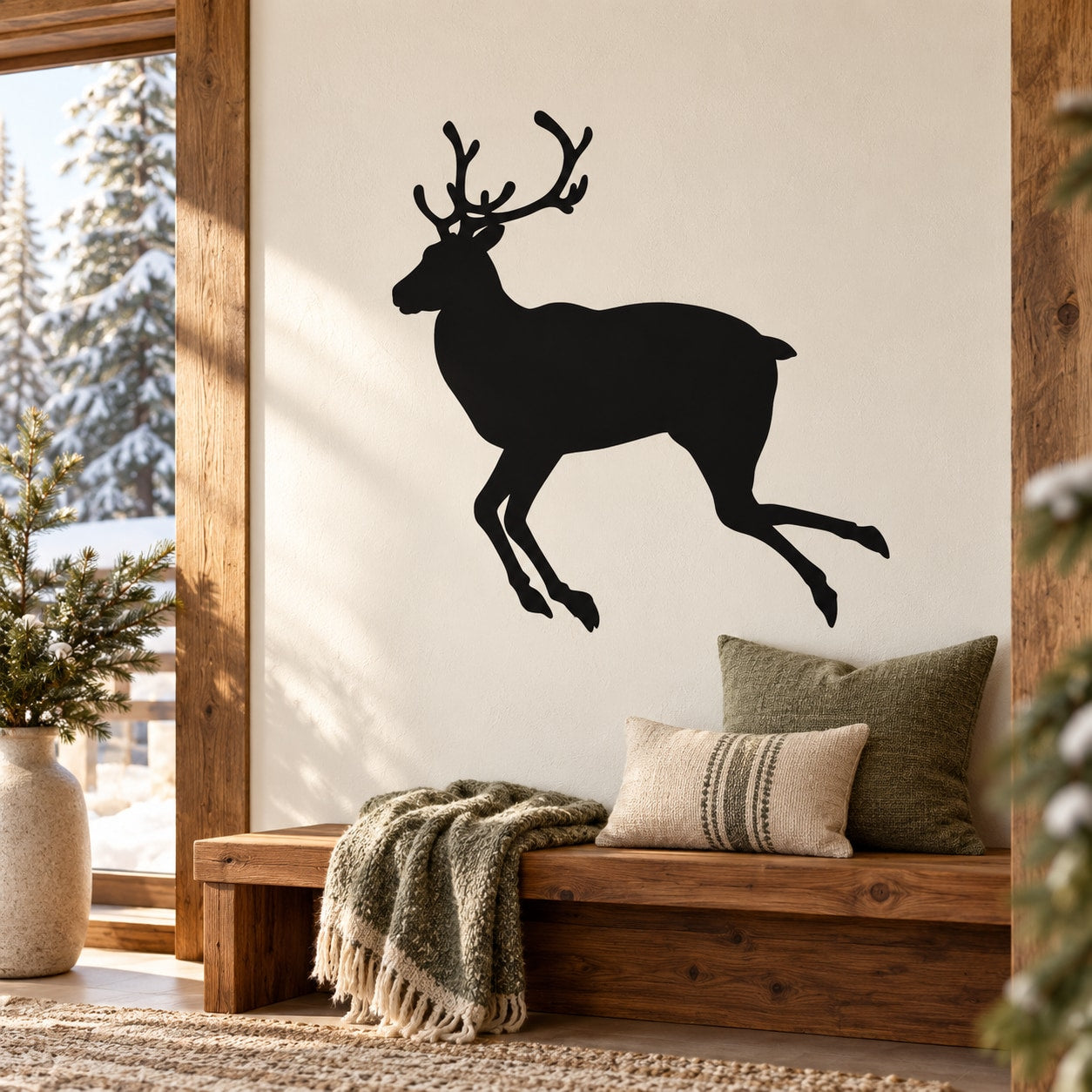 Black reindeer dashing wall decal sticker
