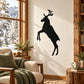 Black reindeer silhouette wall decal, standing on hind legs with antlers