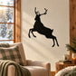 Reindeer galloping wall decal, black silhouette of a reindeer with antlers