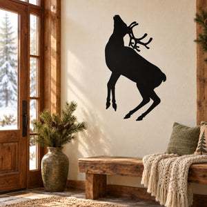 Black reindeer silhouette picking decal sticker for wall