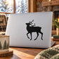 Reindeer decal with a black silhouette of a reindeer with antlers and decorative hoof details