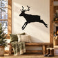 Black reindeer wall decal with antlers, silhouette reindeer with lifted legs