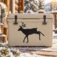 Reindeer decal with black reindeer silhouette on light surface