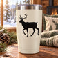 Reindeer decal on white tumbler, black antlered deer silhouette