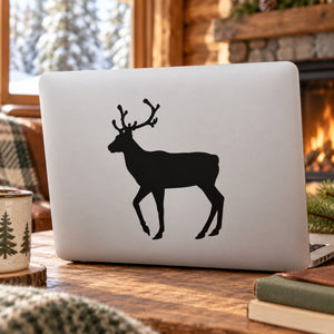 Standing reindeer decal with black silhouette on light background