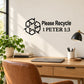 Recycle wall decal: recycling icon, 'Please Recycle' & '1 PETER 1:3'