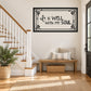Rectangle wall decal with ornate black border and script text “It is Well with My Soul”