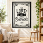 Square wall decal with ornate black border and scripture text design